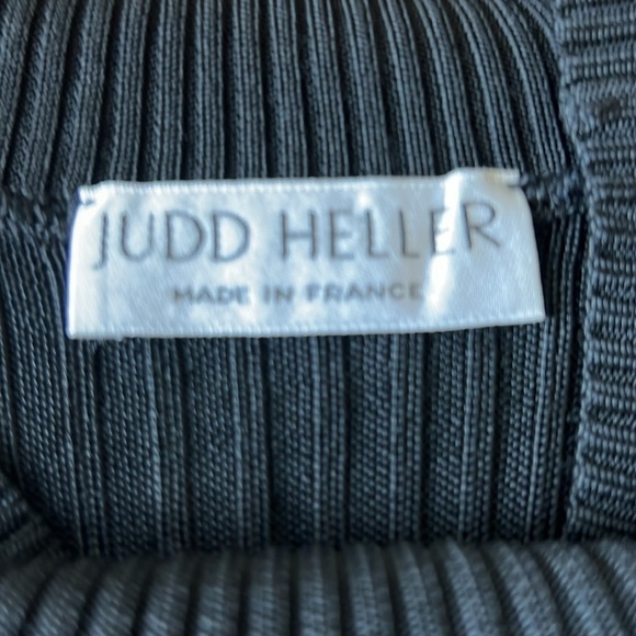 Judd Heller Made in France Sz S Black Semi- Sheer Mock Neck Sleevekess - Picture 5 of 5